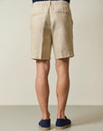 Beige linen drawstring Bermuda shorts