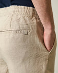 Beige linen drawstring Bermuda shorts