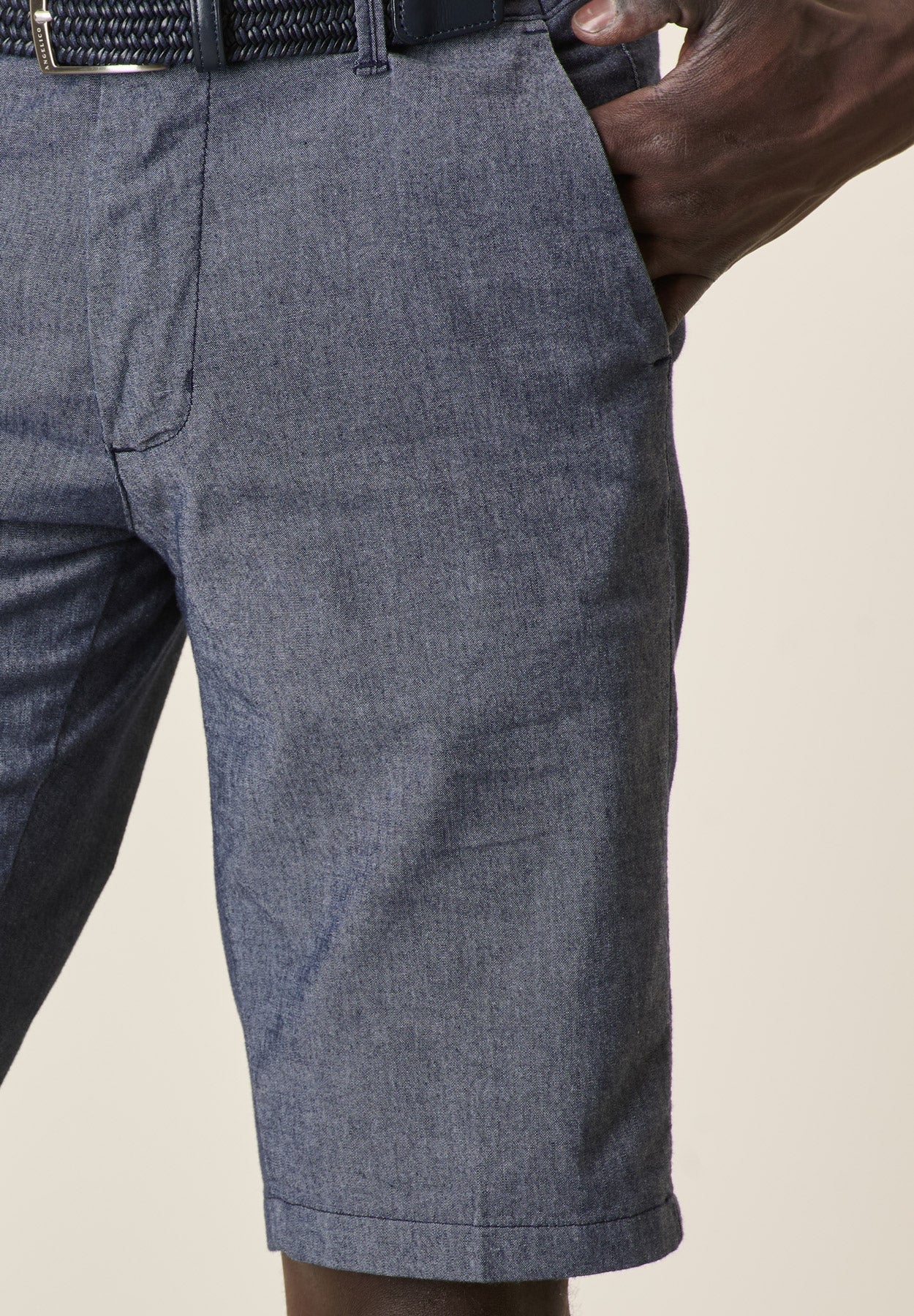 Blue Chambray Denim Bermuda Shorts