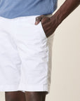 White Stretch Cotton Gabardine Bermuda Shorts