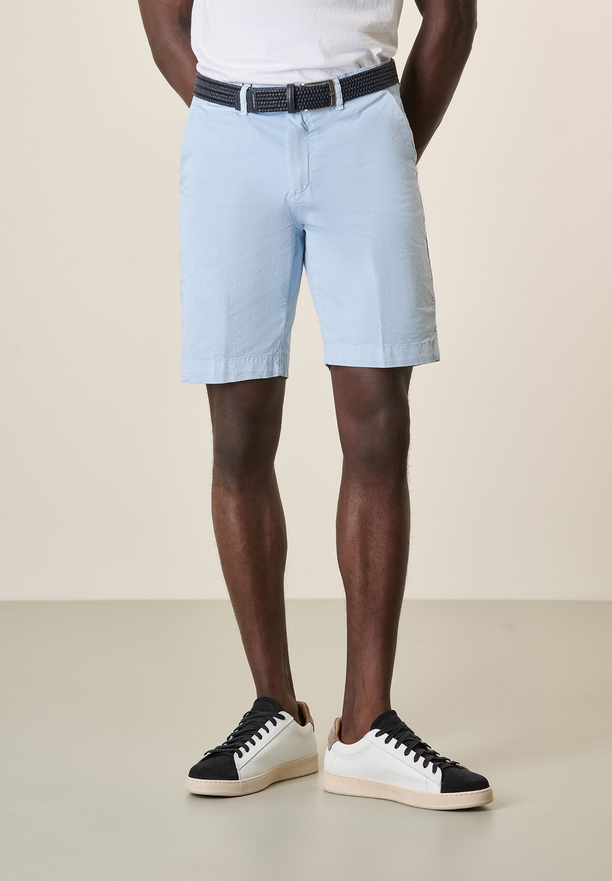 Light Blue Bermuda Shorts In Stretch Cotton Gabardine