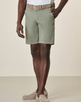 Sage Green Stretch Cotton Gabardine Bermuda Shorts
