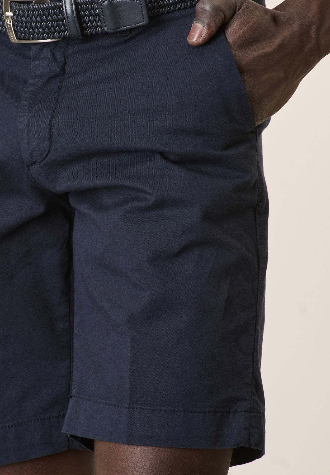 Blue Gabardine Stretch Cotton Bermuda Shorts