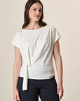 White Stretch Knot Blouse