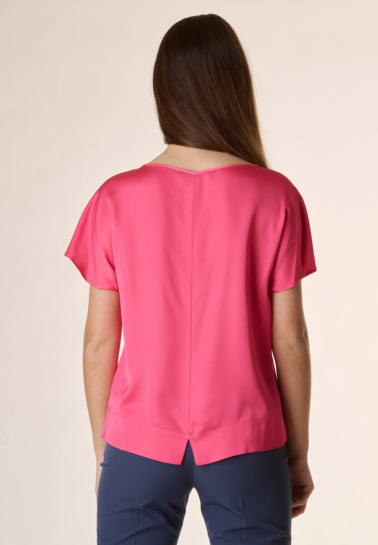 Blusa corallo scollo a goccia viscosa-Angelico