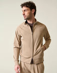 Beige bomber jacket in unlined technical fabric