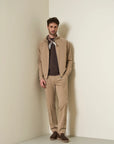 Beige bomber jacket in unlined technical fabric