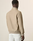 Beige Suede Bomber Jacket