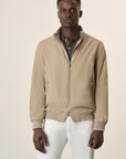 Beige Suede Bomber Jacket