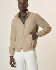 Beige Suede Bomber Jacket