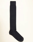 Blue ribbed stretch cotton sock