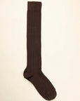 Dark brown ribbed stretch cotton sock