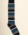 Blue-grey striped stretch cotton sock