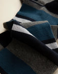 Blue-grey striped stretch cotton sock