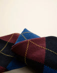 Blue sock with inlay pattern in stretch cotton