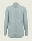 Slim fit white and green cotton shirt