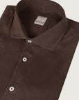 Custom fit dark brown linen shirt