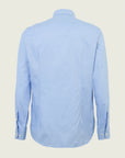 Blue and white micro-design slim-fit cotton shirt