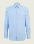 Light blue and white slim-fit cotton shirt with micro-pattern