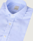 Light blue striped non-iron cotton slim fit shirt