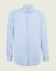 White and blue slim fit non-iron cotton shirt