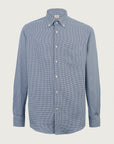 Camicia blu bianca pied de poule cotone regular fit