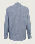 Camicia blu bianca pied de poule cotone regular fit