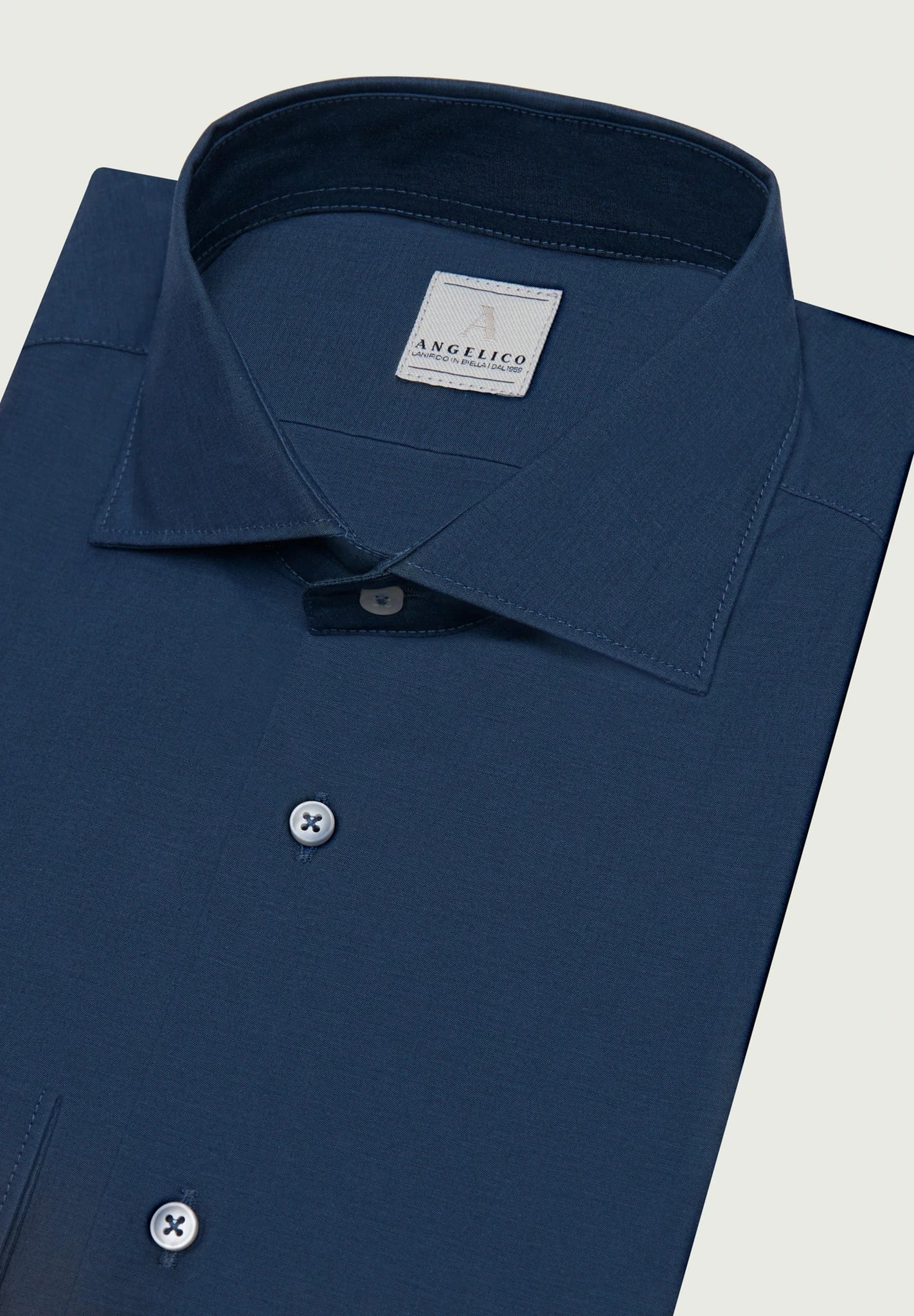 Slim fit cotton poplin air force blue shirt  ANGELICO