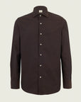 Slim fit dark brown cotton poplin shirt