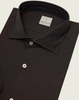 Slim fit dark brown cotton poplin shirt