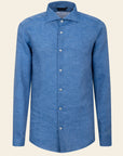 Custom Fit Linen Air Force Blue Shirt