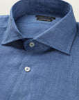 Custom Fit Linen Air Force Blue Shirt