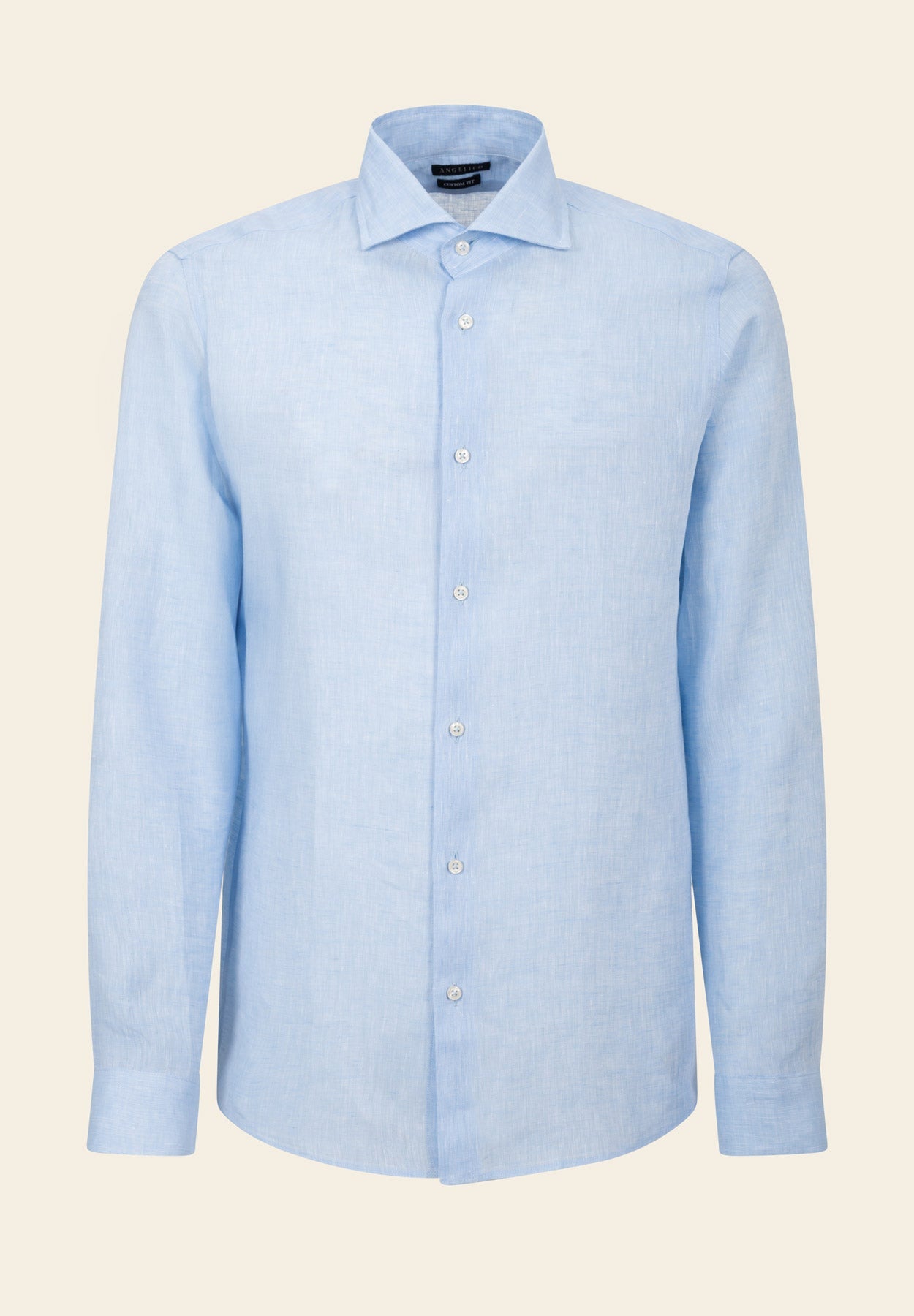 Custom Fit Light Blue Linen Shirt