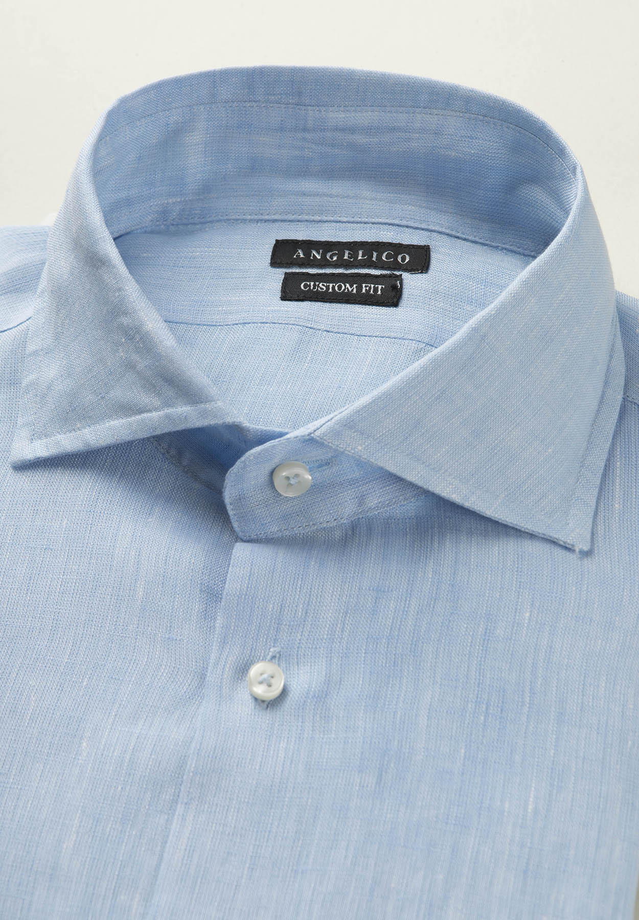 Custom Fit Light Blue Linen Shirt