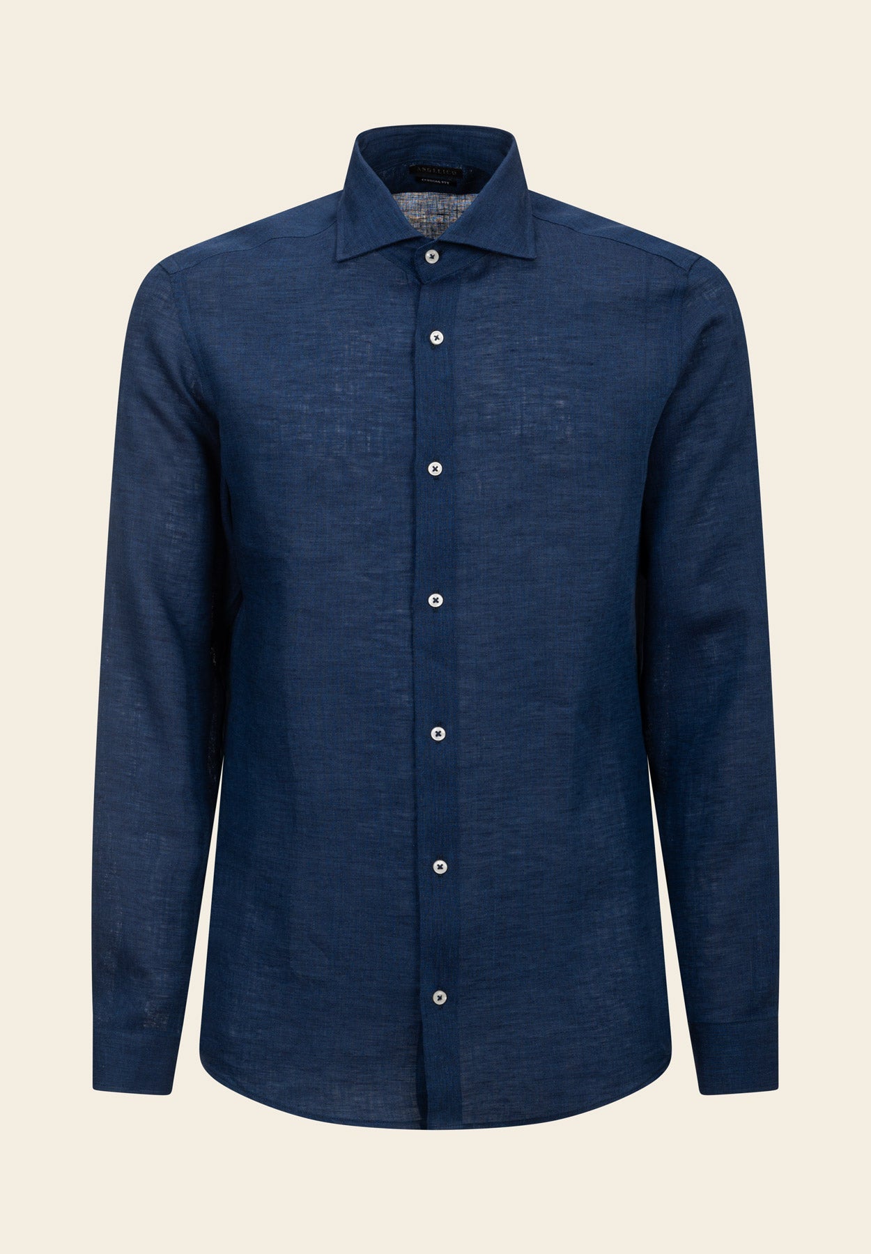 Custom Fit Blue Linen Shirt