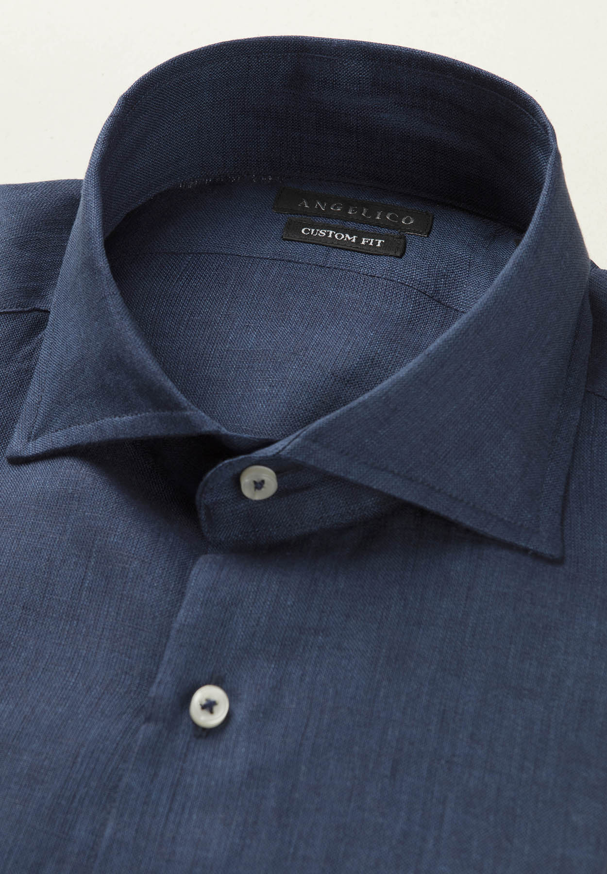 Custom Fit Blue Linen Shirt