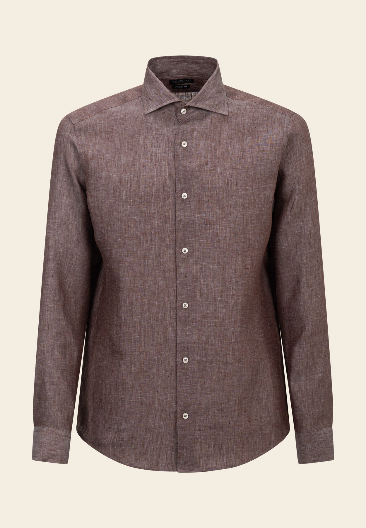 Brown Linen Custom Fit Shirt