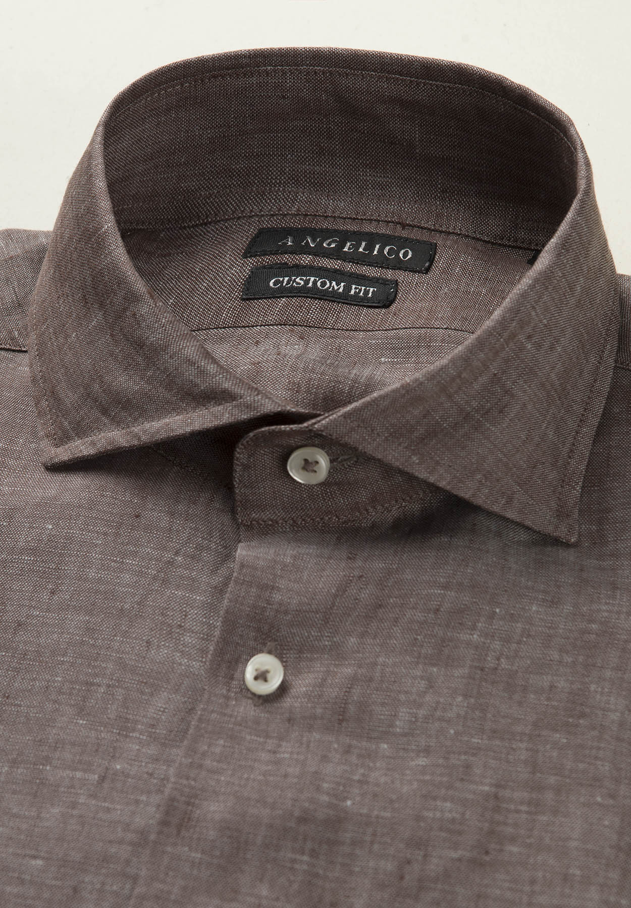 Brown Linen Custom Fit Shirt