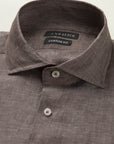 Brown Linen Custom Fit Shirt