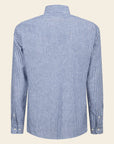 Custom Fit Blue And White Striped Linen Blend Shirt