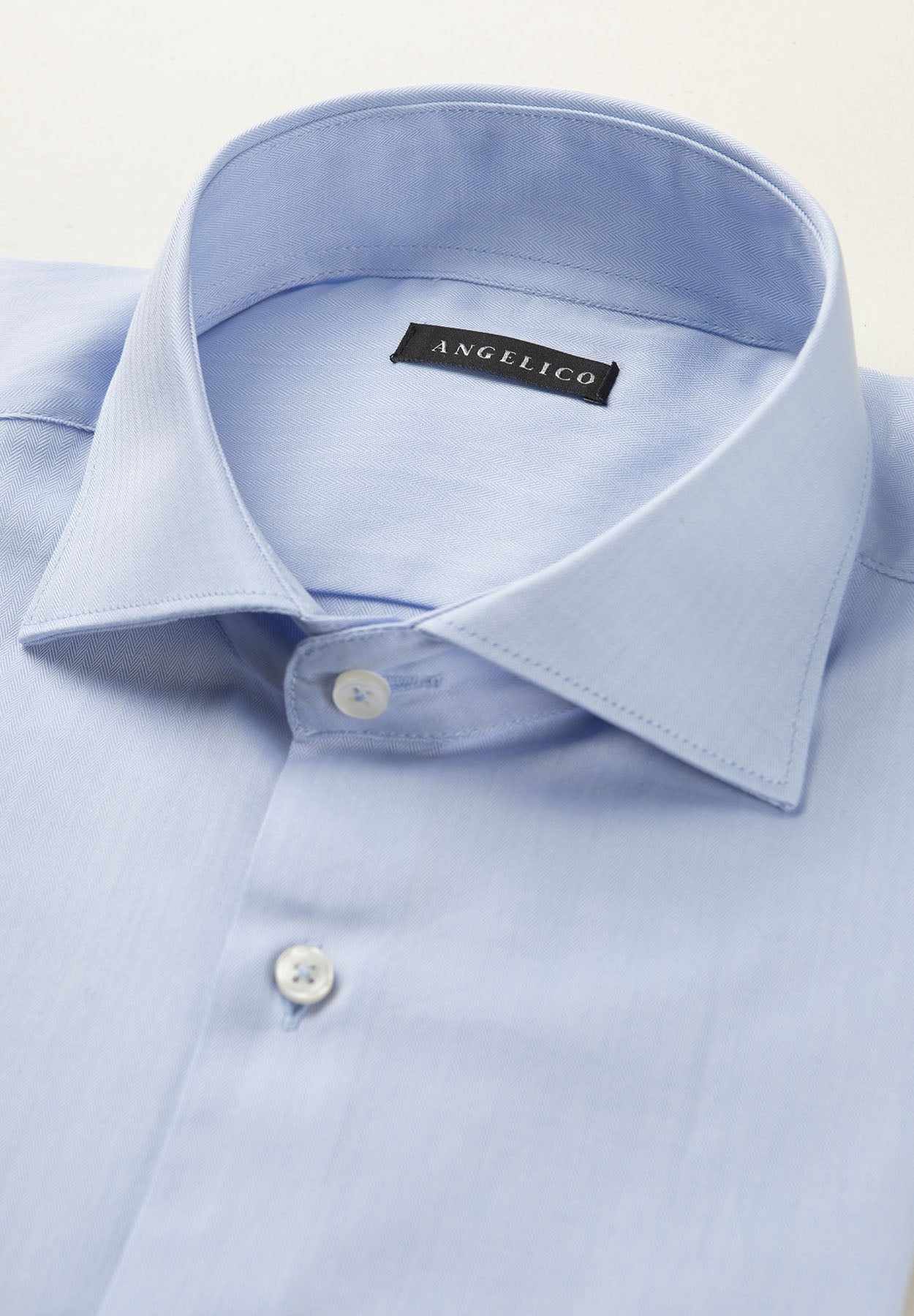 Regular Fit Light Blue Herringbone Cotton Shirt