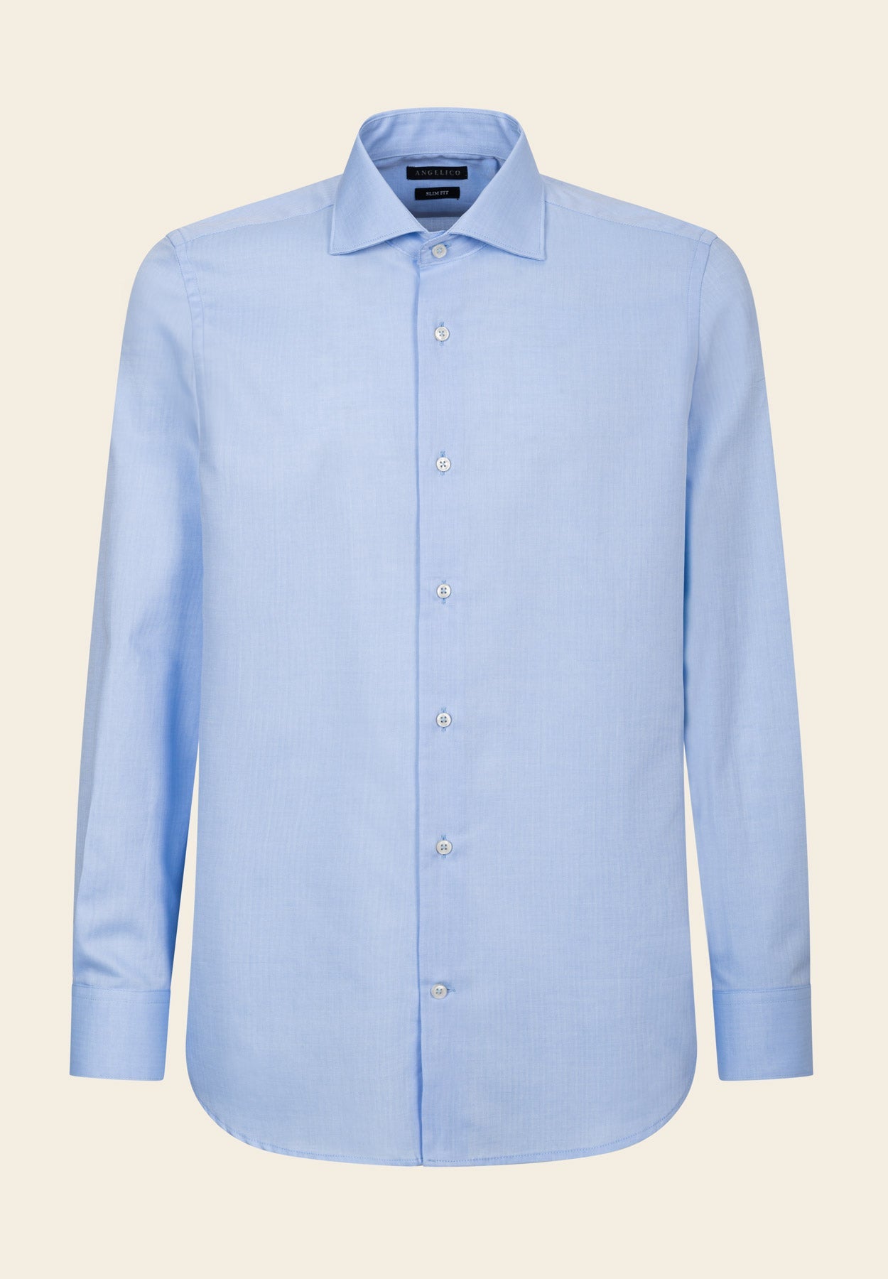 Light Blue Herringbone Cotton Slim Fit Shirt