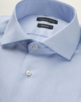Light Blue Herringbone Cotton Slim Fit Shirt
