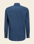 Dark Blue Slim-Fit Cotton Shirt With Micro-Pattern