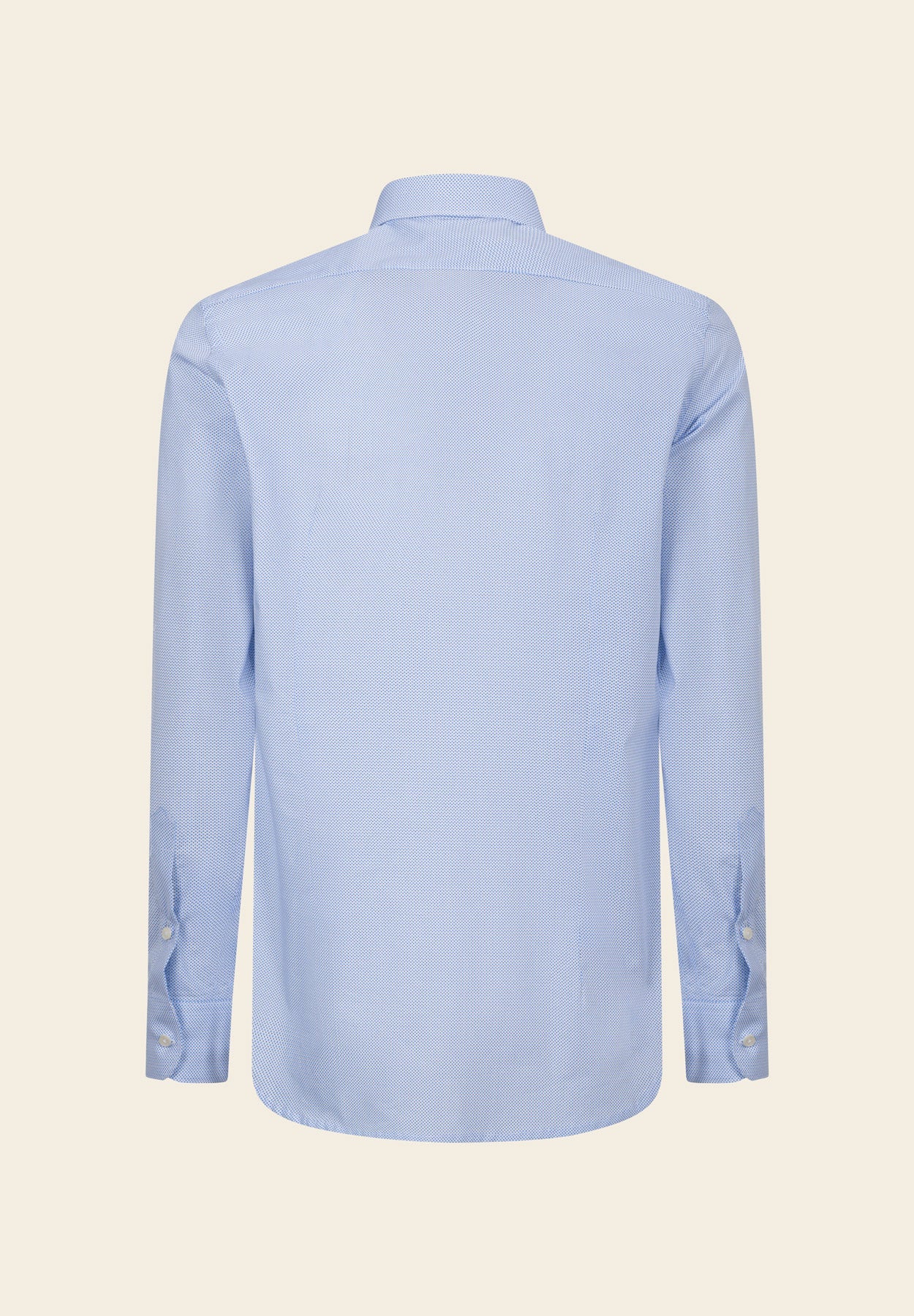 White Shirt With A Light Blue Micro-Pattern, Slim Fit Cotton