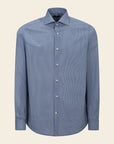 Blue Shirt With Contrasting Micro-Pattern, Regular Fit, Cotton