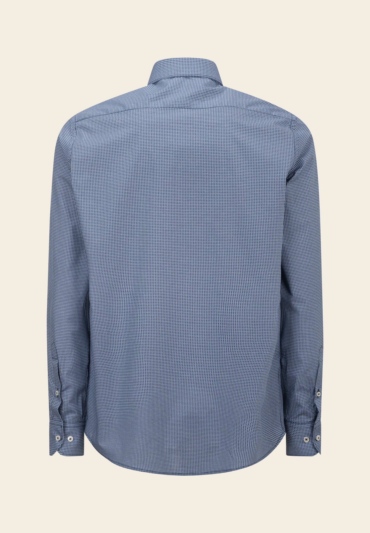 Blue Shirt With Contrasting Micro-Pattern, Regular Fit, Cotton