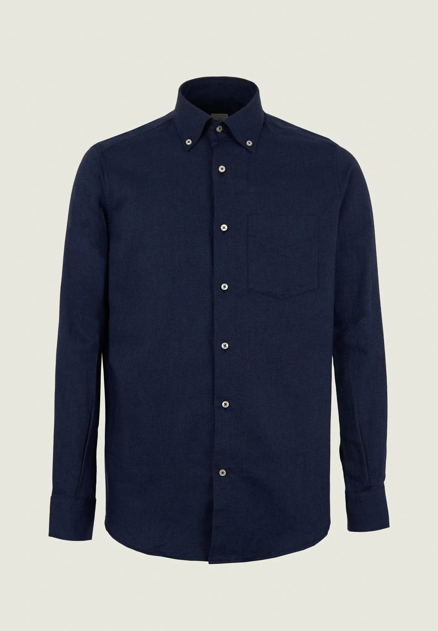 Regular fit button-down flannel air force blue shirt  ANGELICO