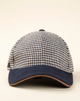 Cappello baseball blu pied de poule misto lana-Angelico