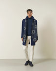 Blue wool blend car coat
